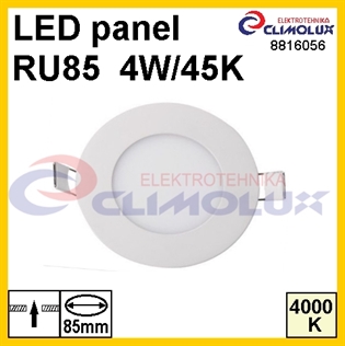 LED panel okrugli RU85 4W, 4000K, ugradni, VK